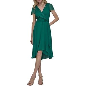 DKNY Faux Wrap Midi Dress